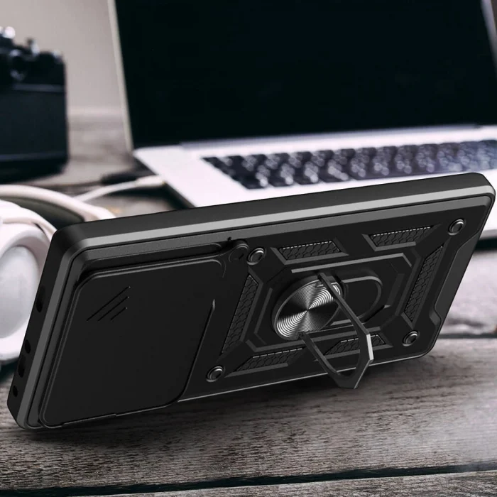 Huawei Pura 70 5G Kılıf Magnetik Standlı Kamera Korumalı Sürgülü Vega Kapak