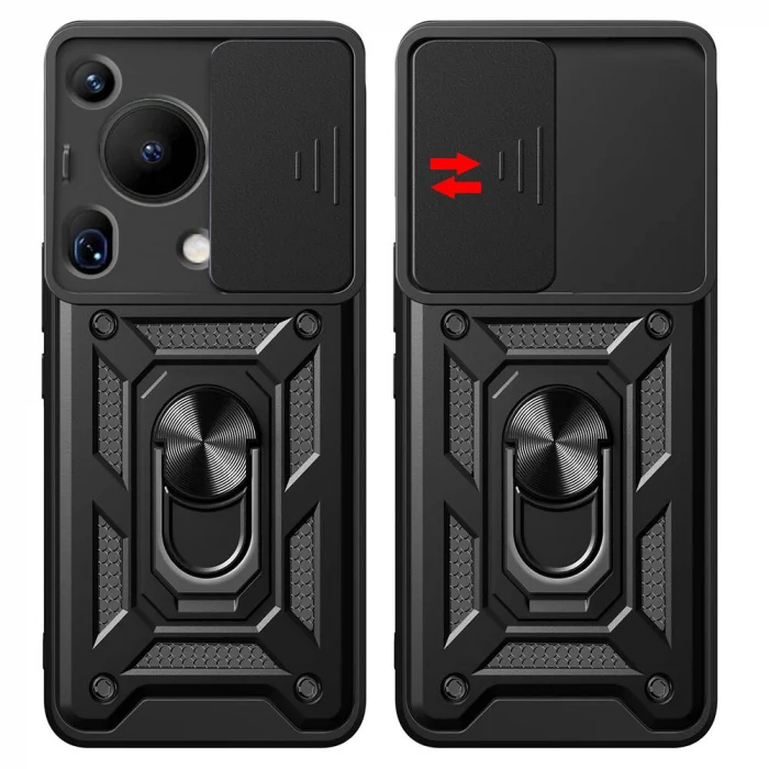 Huawei Pura 70 Ultra Kılıf Magnetik Standlı Kamera Korumalı Sürgülü Vega Kapak