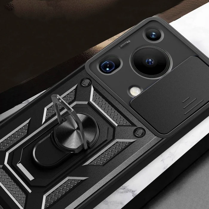 Huawei Pura 70 Ultra Kılıf Magnetik Standlı Kamera Korumalı Sürgülü Vega Kapak