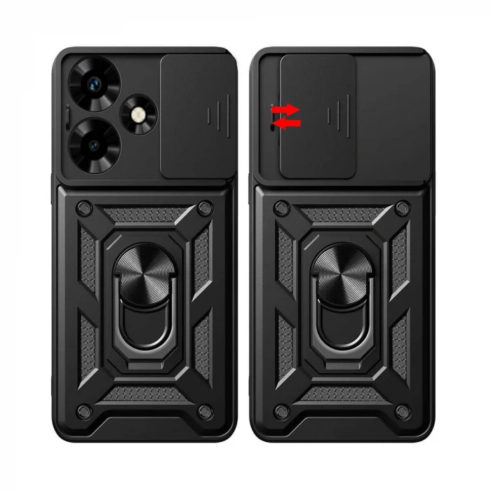 İnfinix Hot 30 Kılıf Magnetik Standlı Kamera Korumalı Sürgülü Vega Kapak