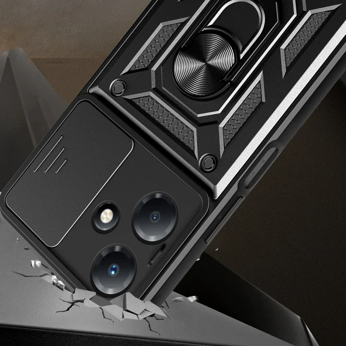 İnfinix Hot 30 Play Kılıf Magnetik Standlı Kamera Korumalı Sürgülü Vega Kapak