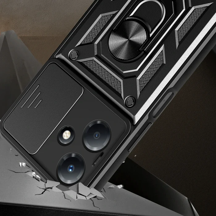 İnfinix Hot 30 Play Kılıf Magnetik Standlı Kamera Korumalı Sürgülü Vega Kapak