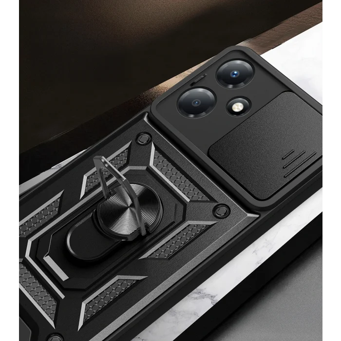 İnfinix Hot 30 Play Kılıf Magnetik Standlı Kamera Korumalı Sürgülü Vega Kapak