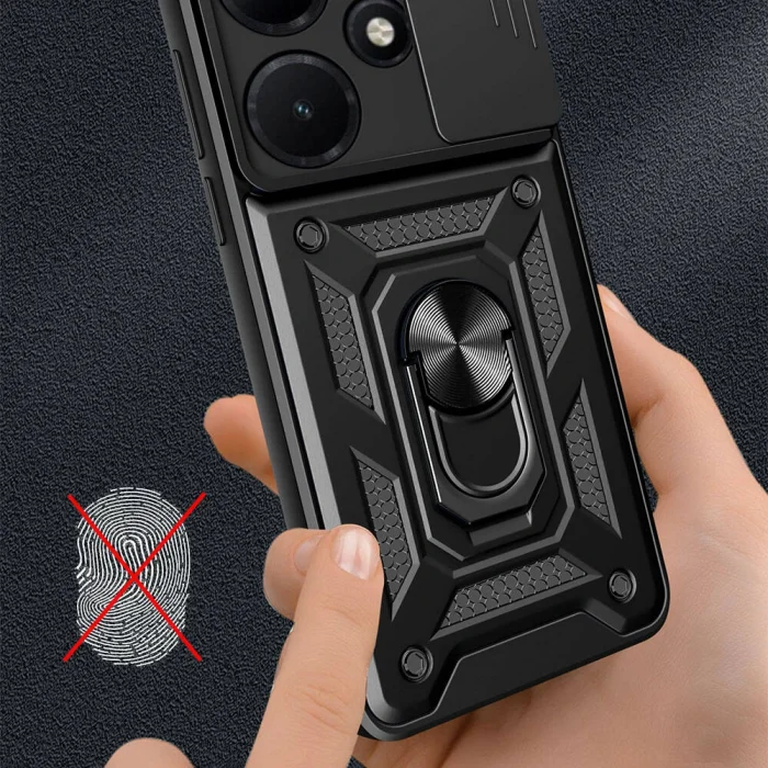 İnfinix Hot 30i Kılıf Magnetik Standlı Kamera Korumalı Sürgülü Vega Kapak