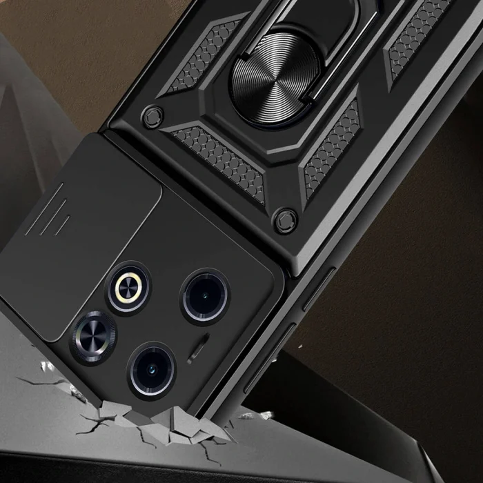 İnfinix Hot 40i Kılıf Magnetik Standlı Kamera Korumalı Sürgülü Vega Kapak