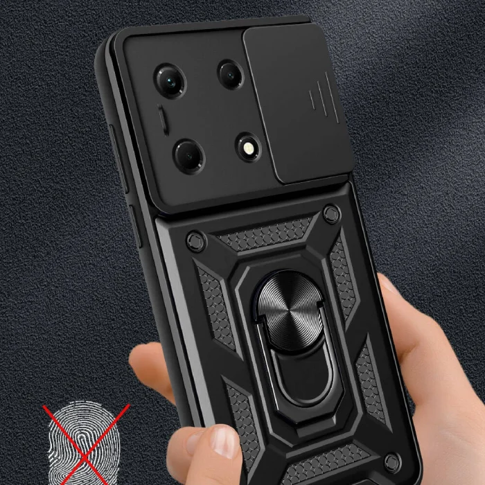 İnfinix Note 30 4G Kılıf Magnetik Standlı Kamera Korumalı Sürgülü Vega Kapak