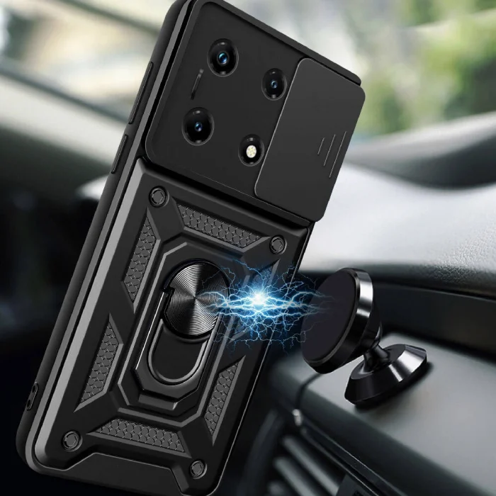 İnfinix Note 30 Pro Kılıf Magnetik Standlı Kamera Korumalı Sürgülü Vega Kapak
