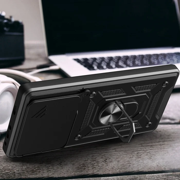 İnfinix Note 40 Pro Kılıf Magnetik Standlı Kamera Korumalı Sürgülü Vega Kapak