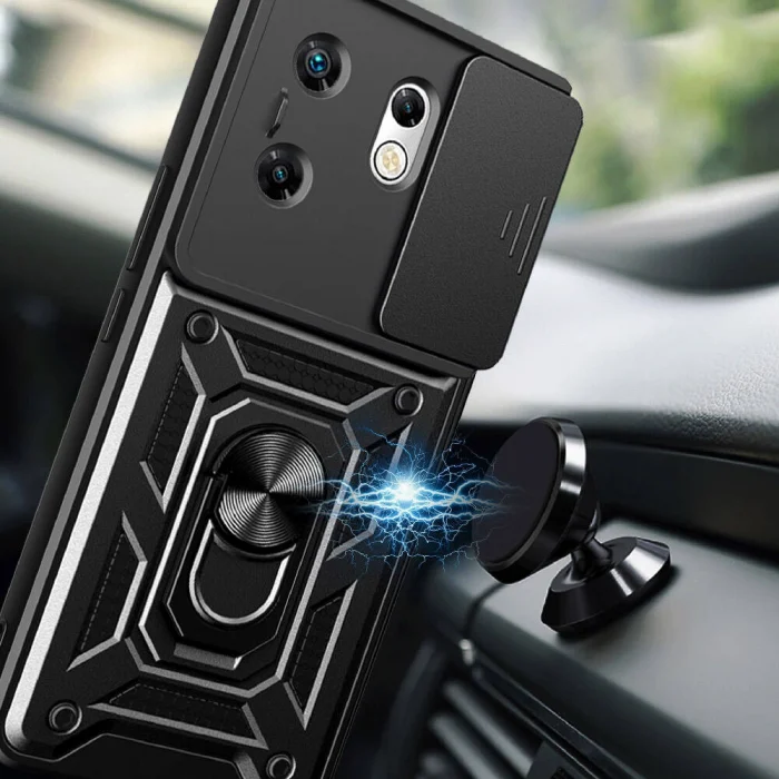 İnfinix Zero 30 4G Kılıf Magnetik Standlı Kamera Korumalı Sürgülü Vega Kapak