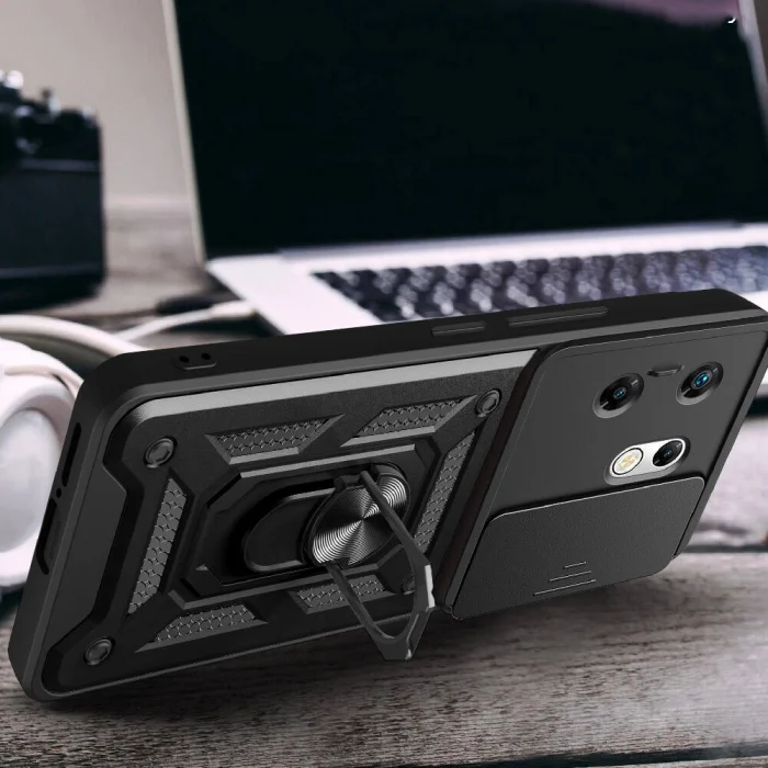 İnfinix Zero 30 4G Kılıf Magnetik Standlı Kamera Korumalı Sürgülü Vega Kapak