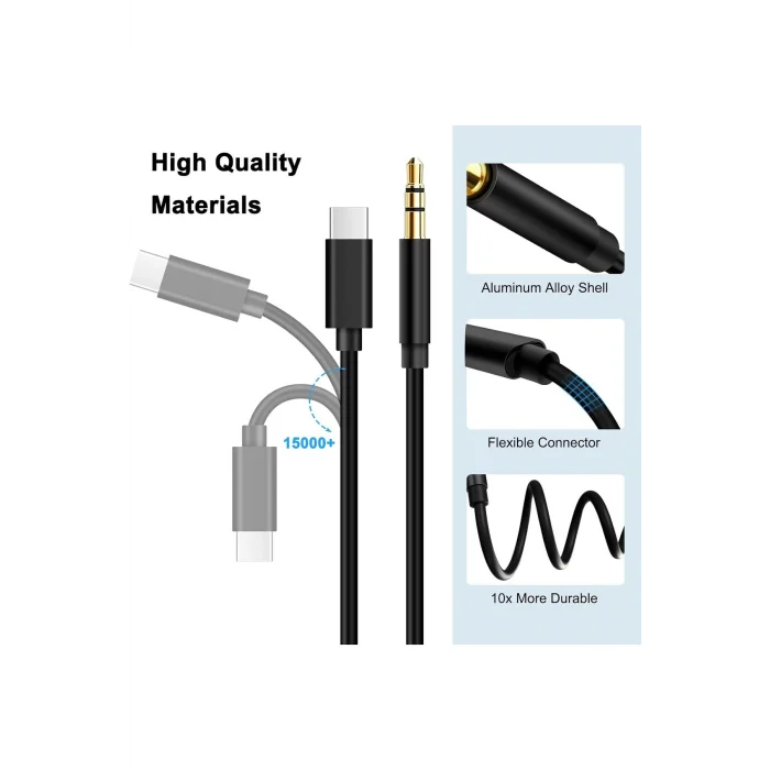 İphone 15 Pro Plus 16 Pro Max 17 Air Uyumlu Aux Type-c Aux Uyumlu Tak Çalıştır Bluetooth Gerektirmez