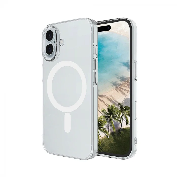 iPhone 16 Plus Kamera Korumalı M-Safe Şarj Özellikli Şeffaf London Sert PC Kapak