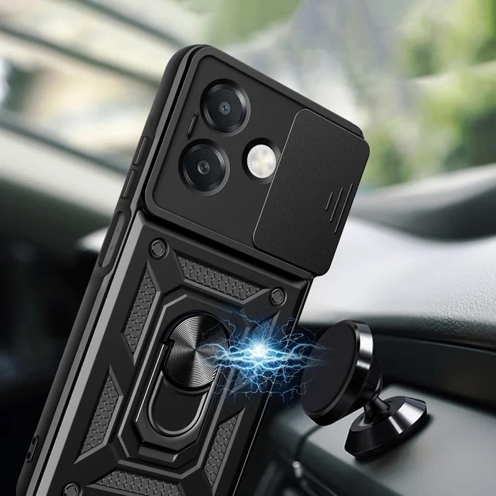 Oppo A3 Kılıf Magnetik Standlı Kamera Korumalı Sürgülü Vega Kapak