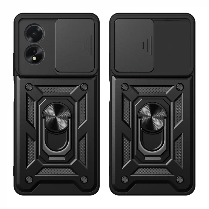 Oppo A38 Kılıf Magnetik Standlı Kamera Korumalı Sürgülü Vega Kapak