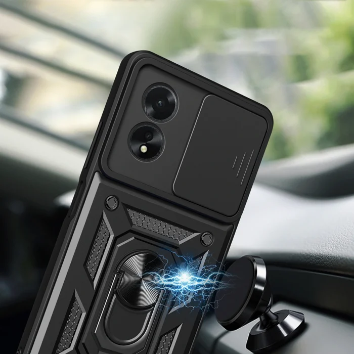 Oppo A38 Kılıf Magnetik Standlı Kamera Korumalı Sürgülü Vega Kapak