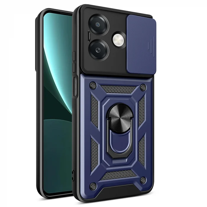 Oppo A3x Kılıf Magnetik Standlı Kamera Korumalı Sürgülü Vega Kapak