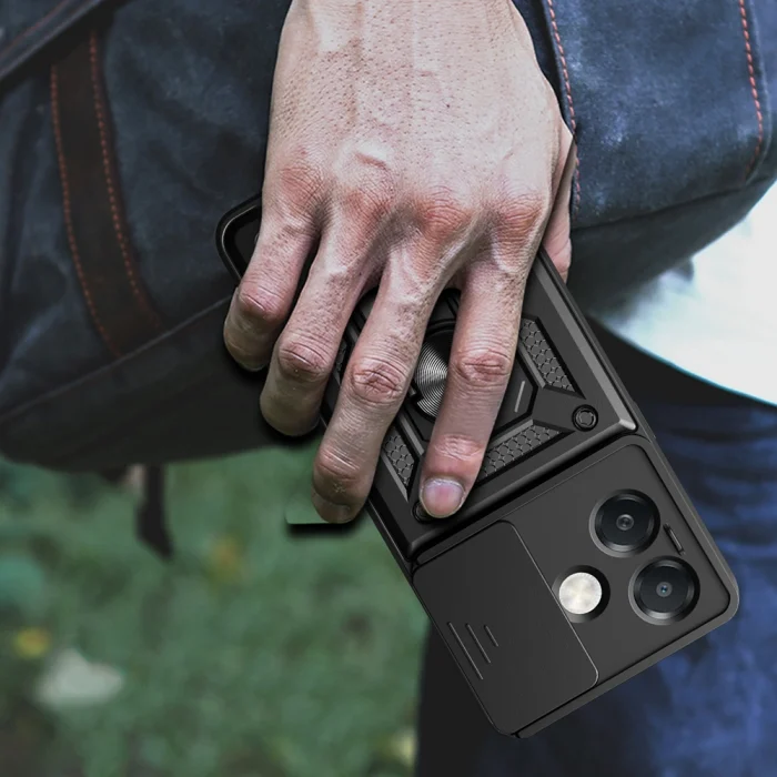 Oppo A3x Kılıf Magnetik Standlı Kamera Korumalı Sürgülü Vega Kapak