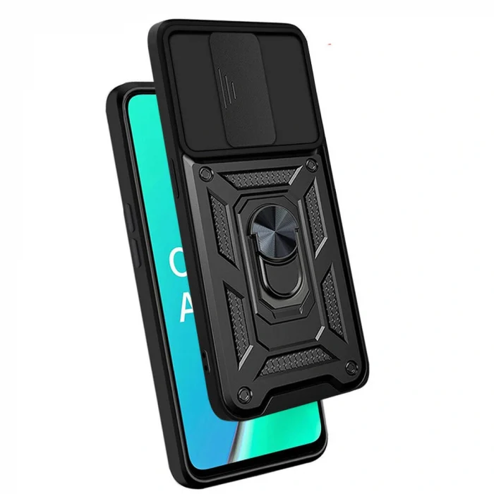 Oppo A5 2020 Kılıf Magnetik Standlı Kamera Korumalı Sürgülü Vega Kapak