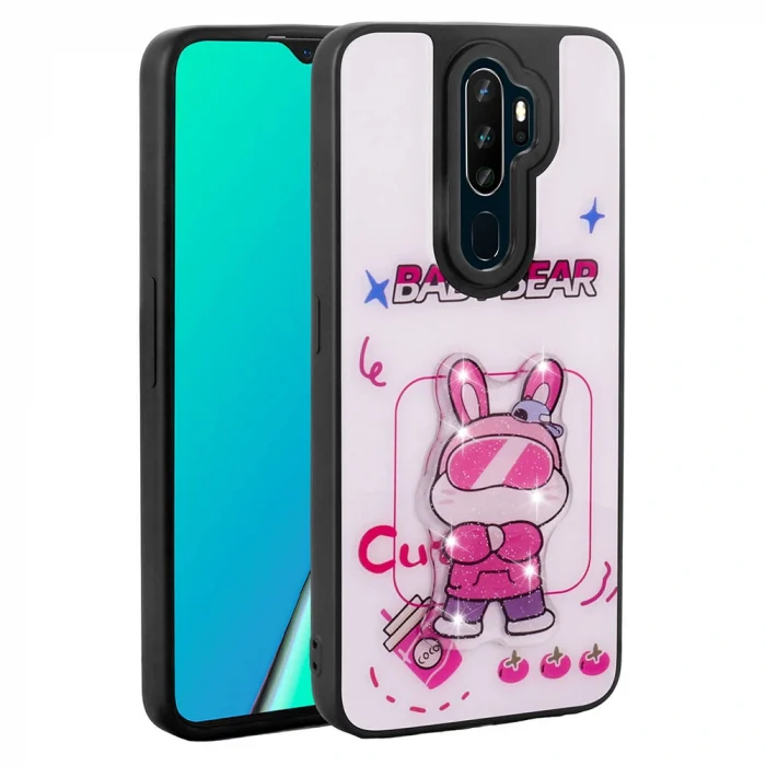 Oppo A9 2020 Kılıf Parlayan Kabartmalı İkonik Figürlü Amas Silikon Kapak