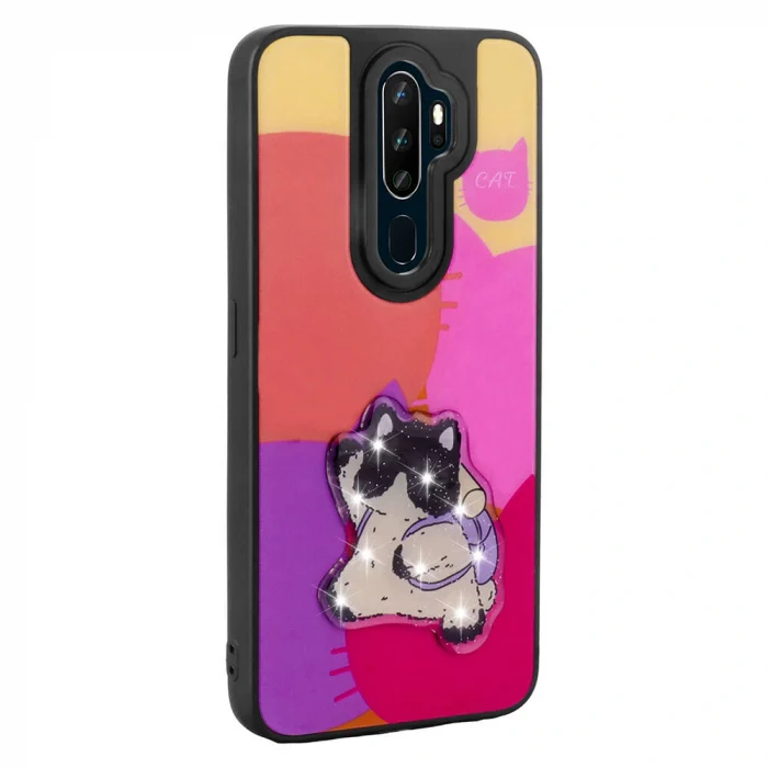 Oppo A9 2020 Kılıf Parlayan Kabartmalı İkonik Figürlü Amas Silikon Kapak