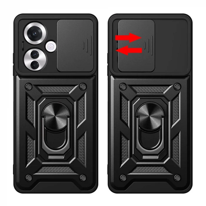 Oppo Reno 11F 5G Kılıf Magnetik Standlı Kamera Korumalı Sürgülü Vega Kapak