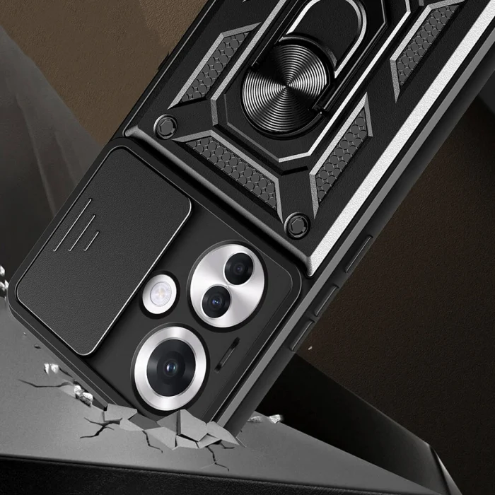 Oppo Reno 11F 5G Kılıf Magnetik Standlı Kamera Korumalı Sürgülü Vega Kapak