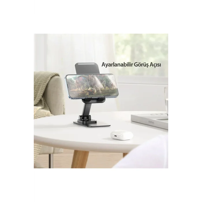 Ayarlanabilir Katlanabilir Masaüstü Telefon Tablet Tutucu - Siyah
