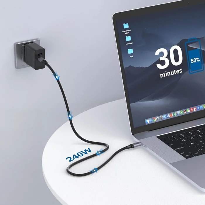 Qgeem QG03 Type-C to Type-C PD 40G 8K@60Hz Data Kablosu 240W 1.5M