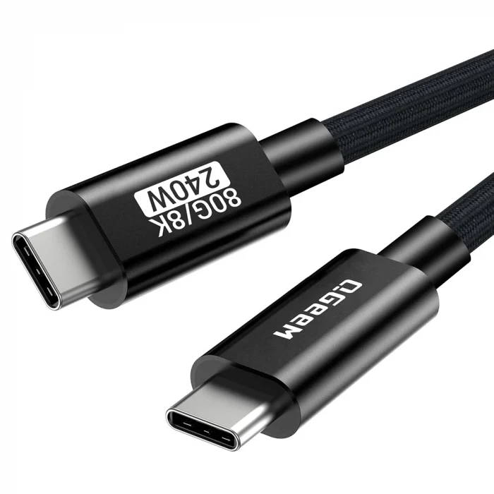 Qgeem QG05 Type-C to Type-C USB5 PD Data Kablosu 240W 80Gbps 8K@60Hz 1.2 Metre