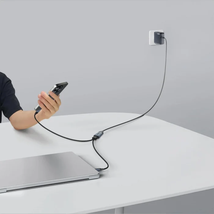 Qgeem Type-C to Type-C 2in1 Data Kablosu 140W 480Mbps 1.2M