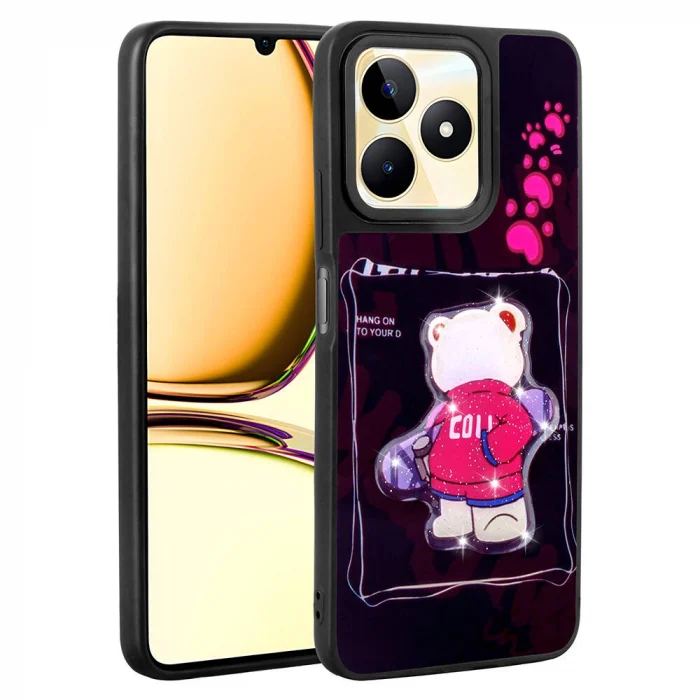 Realme C53 Kılıf Parlayan Kabartmalı İkonik Figürlü Amas Silikon Kapak