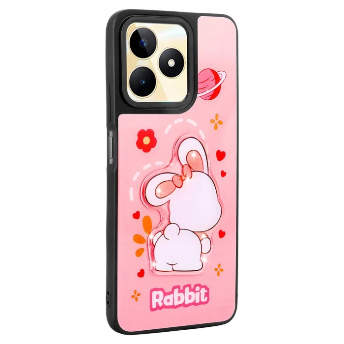 Realme C53 Kılıf Parlayan Kabartmalı İkonik Figürlü Amas Silikon Kapak