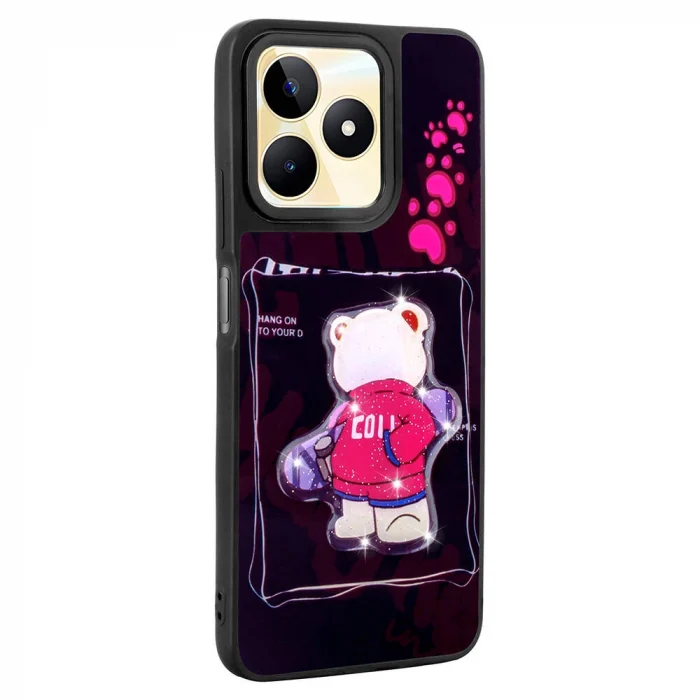 Realme C53 Kılıf Parlayan Kabartmalı İkonik Figürlü Amas Silikon Kapak