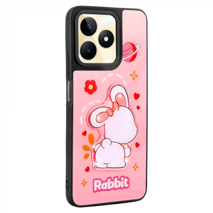 Realme C55 Kılıf Parlayan Kabartmalı İkonik Figürlü Amas Silikon Kapak