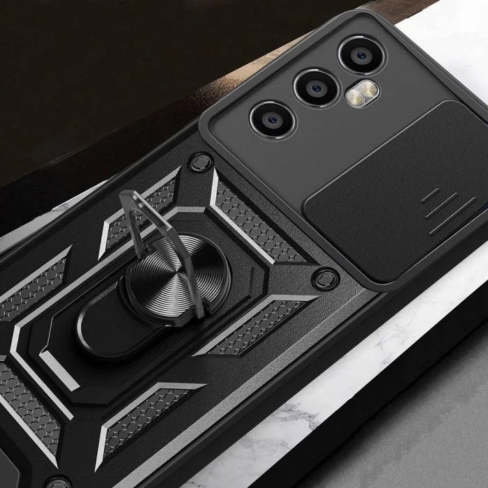 Realme C65 4G Kılıf Magnetik Standlı Kamera Korumalı Sürgülü Vega Kapak