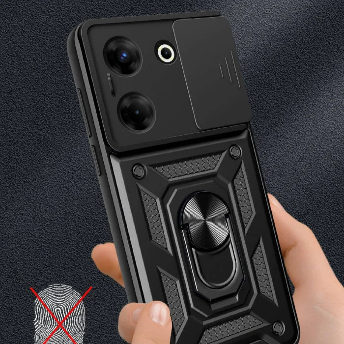 Tecno Camon 20 Kılıf Magnetik Standlı Kamera Korumalı Sürgülü Vega Kapak