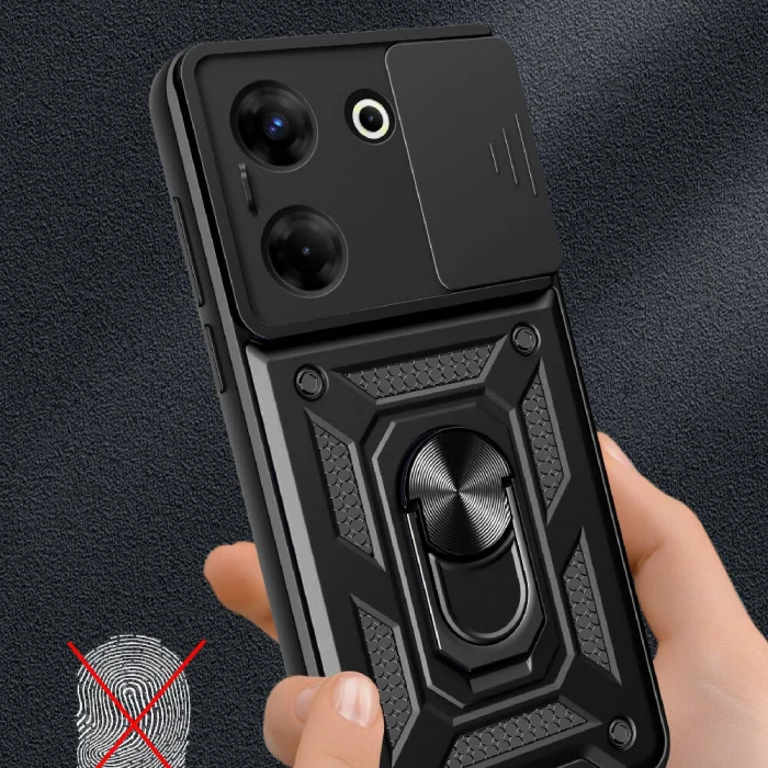 Tecno Camon 20 Pro 5G Kılıf Magnetik Standlı Kamera Korumalı Sürgülü Vega Kapak