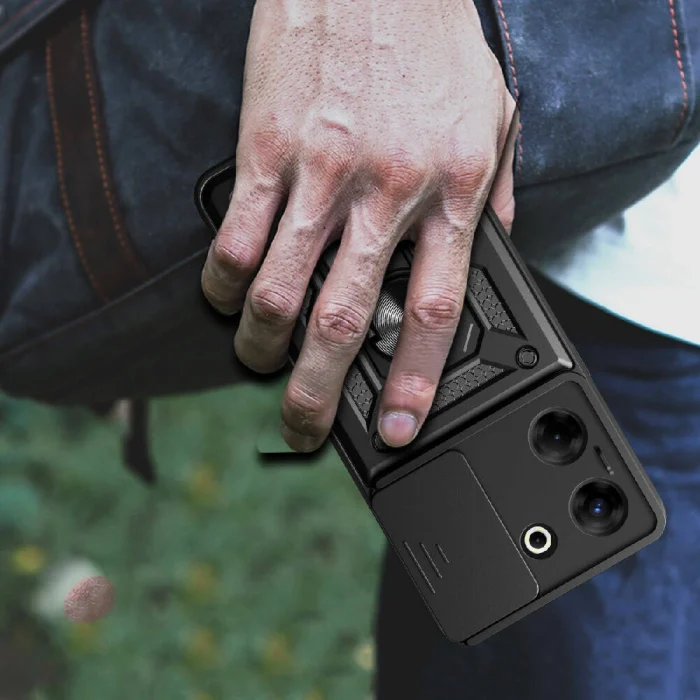 Tecno Camon 20 Pro 5G Kılıf Magnetik Standlı Kamera Korumalı Sürgülü Vega Kapak