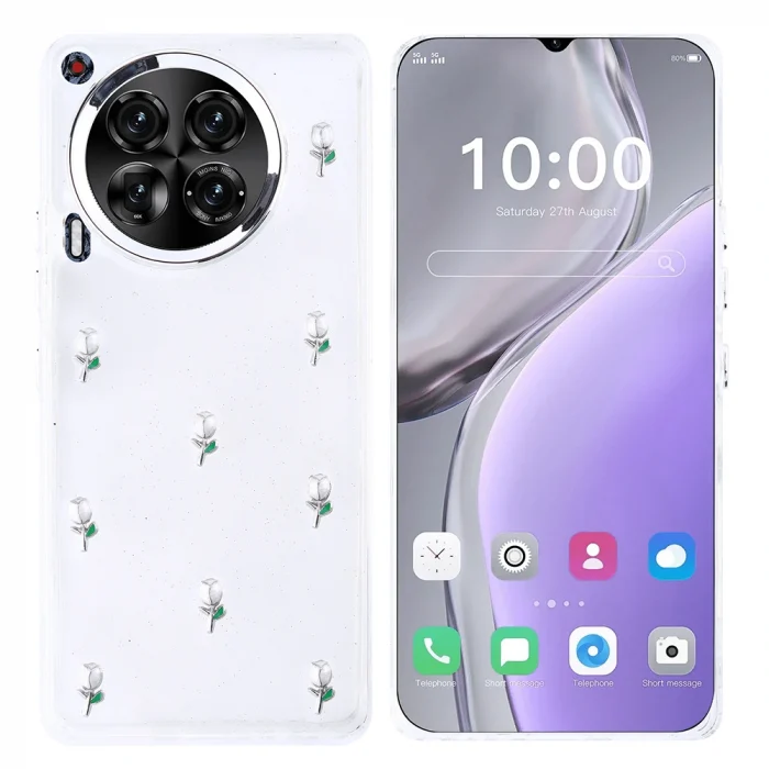 Tecno Camon 30 4G Kılıf Airbag Tasarımlı Simli Şeffaf Kutup Kapak