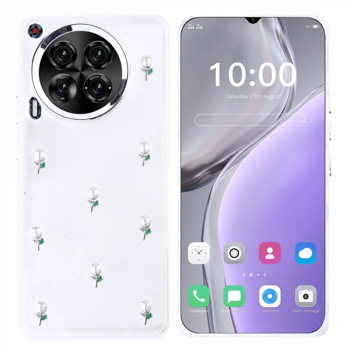 Tecno Camon 30 4G Kılıf Airbag Tasarımlı Simli Şeffaf Kutup Kapak