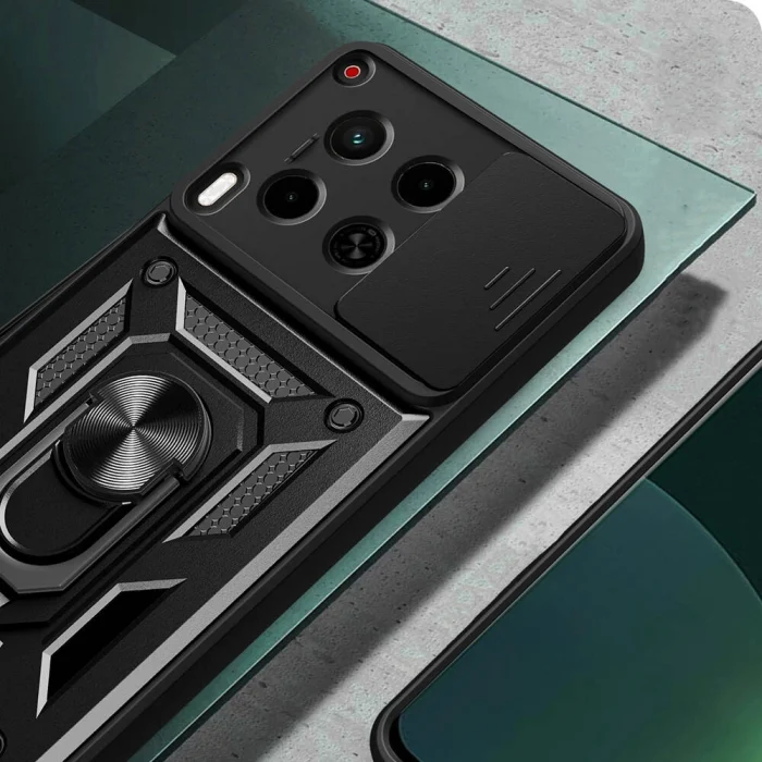 Tecno Camon 30 Kılıf Magnetik Standlı Kamera Korumalı Sürgülü Vega Kapak