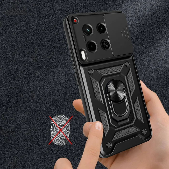 Tecno Camon 30 Kılıf Magnetik Standlı Kamera Korumalı Sürgülü Vega Kapak