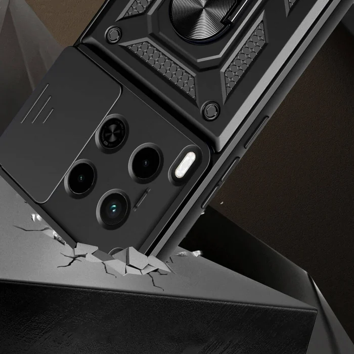 Tecno Camon 30 Kılıf Magnetik Standlı Kamera Korumalı Sürgülü Vega Kapak