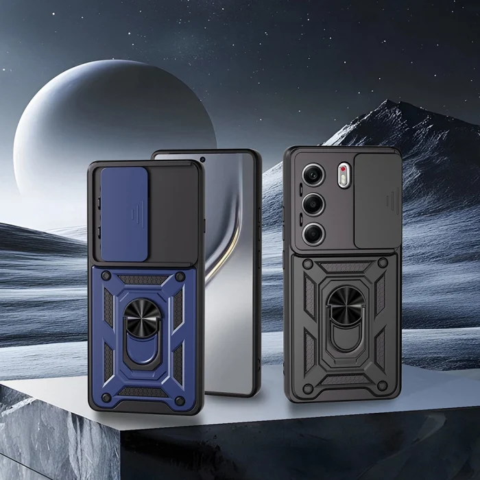 Tecno Camon 40 4G Kılıf Magnetik Standlı Kamera Korumalı Sürgülü Vega Kapak