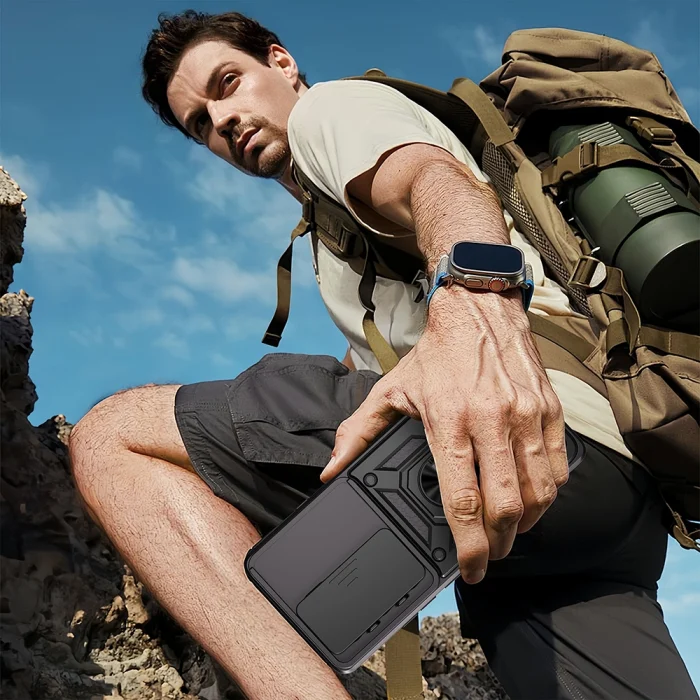 Tecno Camon 40 4G Kılıf Magnetik Standlı Kamera Korumalı Sürgülü Vega Kapak