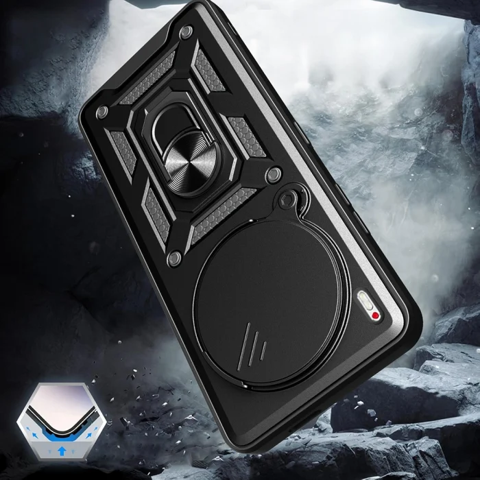 Tecno Camon 40 Premier 5G Kılıf Magnetik Standlı Kamera Korumalı Sürgülü Vega Kapak