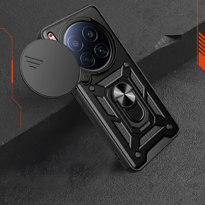 Tecno Camon 40 Premier 5G Kılıf Magnetik Standlı Kamera Korumalı Sürgülü Vega Kapak