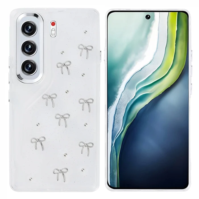 Tecno Camon 40 Pro Kılıf Airbag Tasarımlı Simli Şeffaf Kutup Kapak