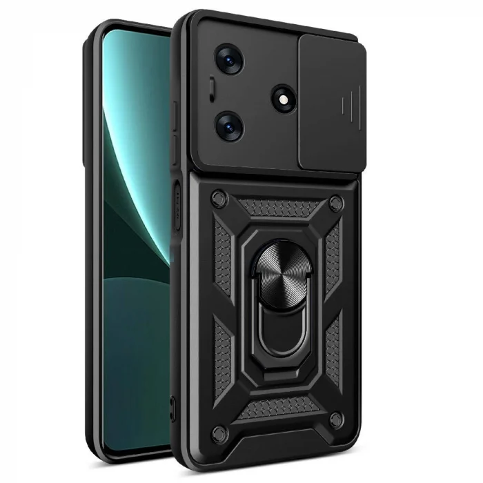 Tecno Spark 10 4G Kılıf Magnetik Standlı Kamera Korumalı Sürgülü Vega Kapak