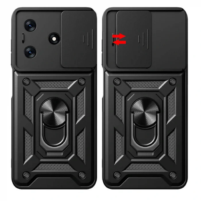 Tecno Spark 10C Kılıf Magnetik Standlı Kamera Korumalı Sürgülü Vega Kapak